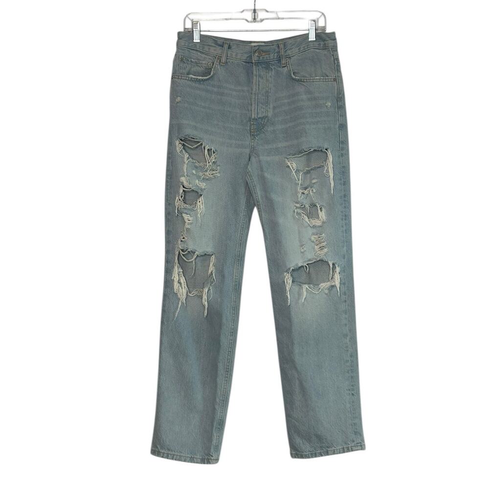 Zara light wash high waist ripped jeans size 6